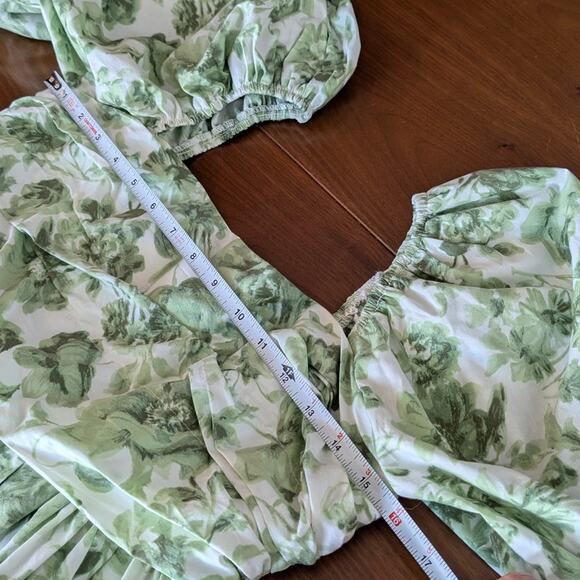 Abercrombie & Fitch Emerson Green Poplin Floral Short Sleeve Mini Dress, size M - Picture 6 of 8